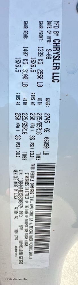 image for item ER8666 2009 Dodge Grand Caravan SE van