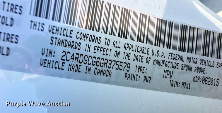 image for item ER8667 2016 Dodge Grand Caravan SXT van