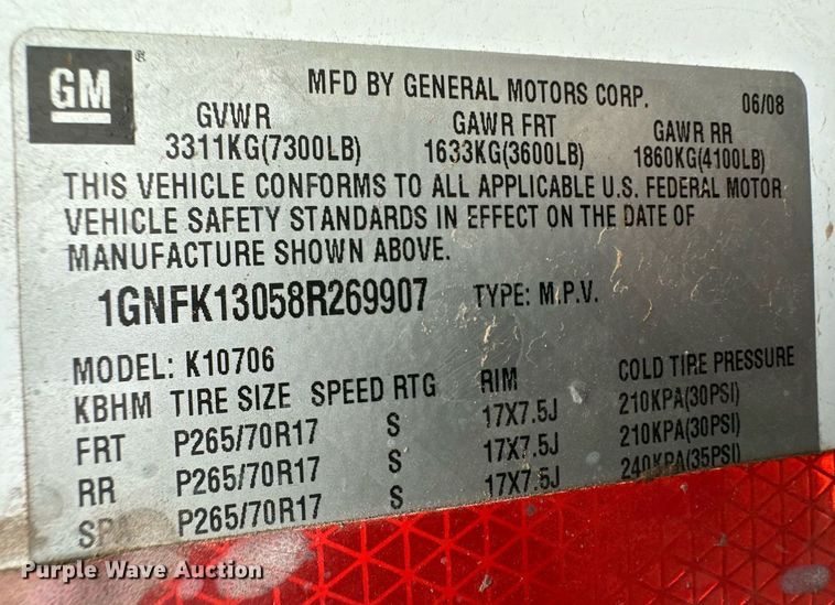 image for item ER8677 2008 Chevrolet Tahoe SUV