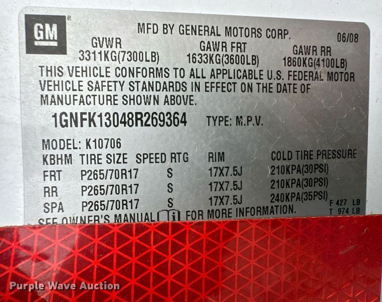 image for item ER8678 2008 Chevrolet Tahoe SUV