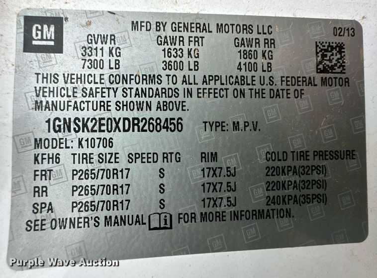 image for item ER8679 2013 Chevrolet Tahoe Police SUV