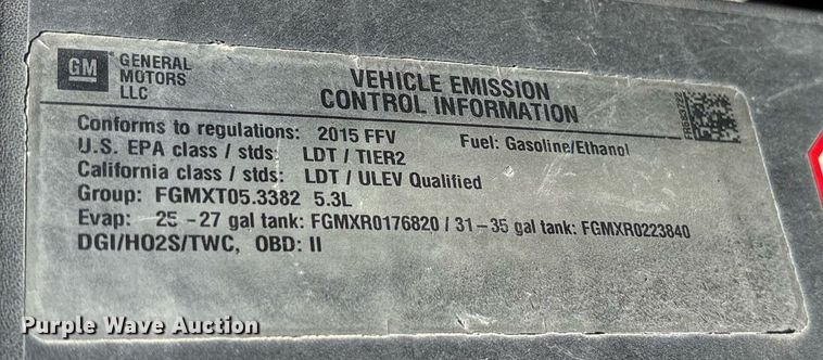 image for item EY9872 2015 Chevrolet Tahoe Police SUV