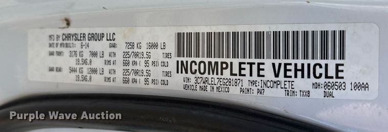 image for item EY9873 2014 Dodge Ram 4500 Crew Cab utility / service truck