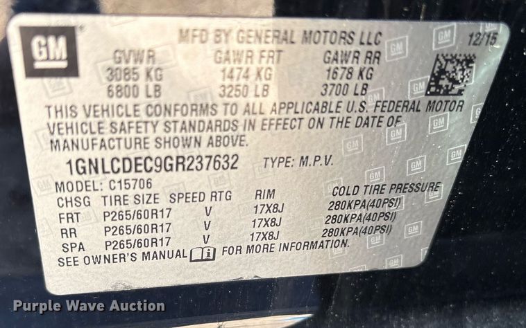 image for item EY9876 2016 Chevrolet Tahoe Police SUV