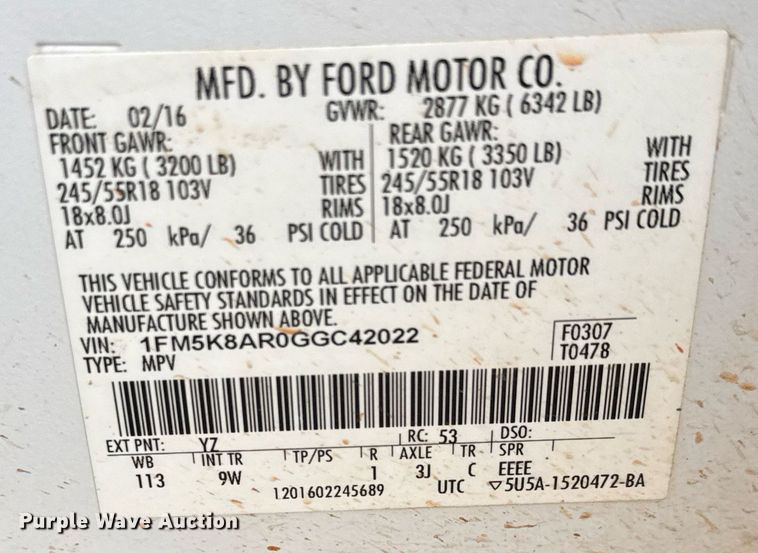 image for item LH9475 2016 Ford Explorer Police Interceptor  SUV