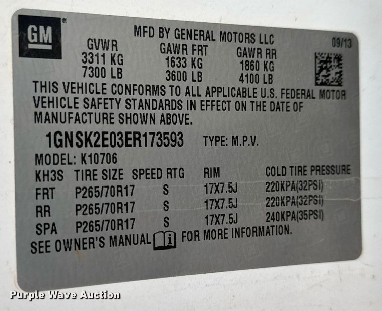 image for item LH9479 2014 Chevrolet  Tahoe Police SUV