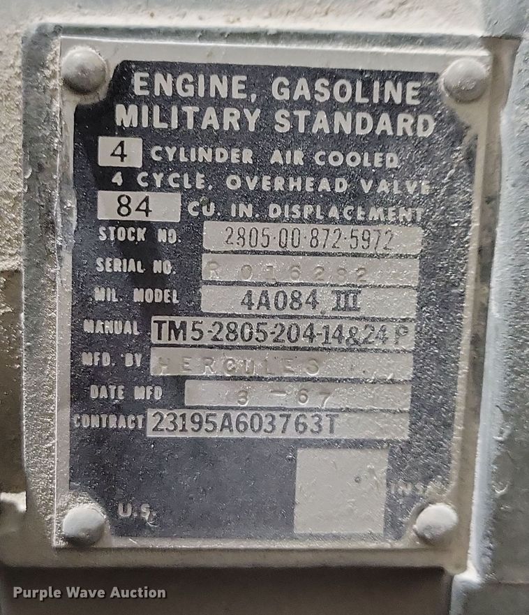 image for item NB9783 1979 Fermont Hercules MEP-018A generator