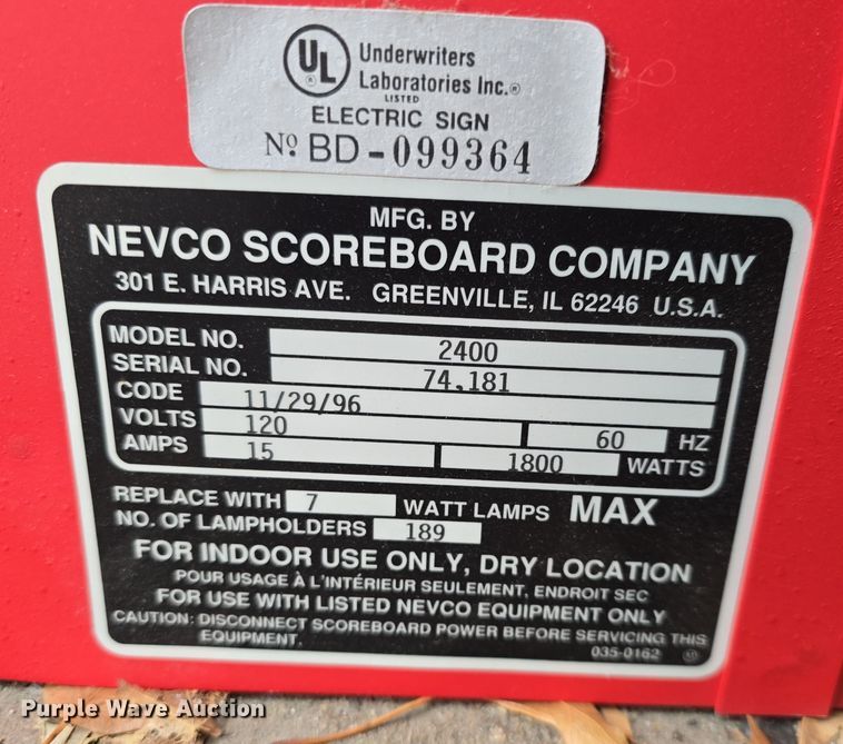 image for item NI9470 (2) Nevco 2400 scoreboards