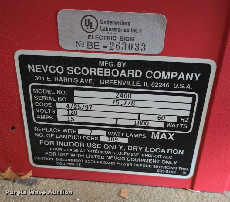 image for item NI9471 (2) Nevco 2400 scoreboards