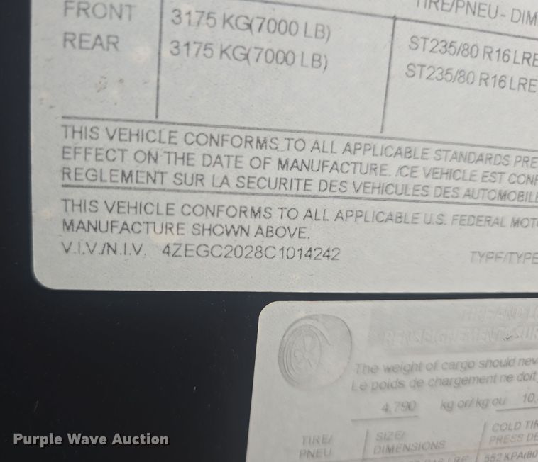 image for item NI9475 2012 Load Trail equipment trailer