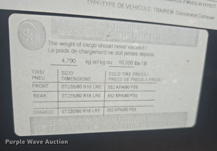 image for item NI9475 2012 Load Trail equipment trailer