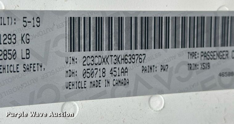 image for item NN9560 2019 Dodge Charger Police 