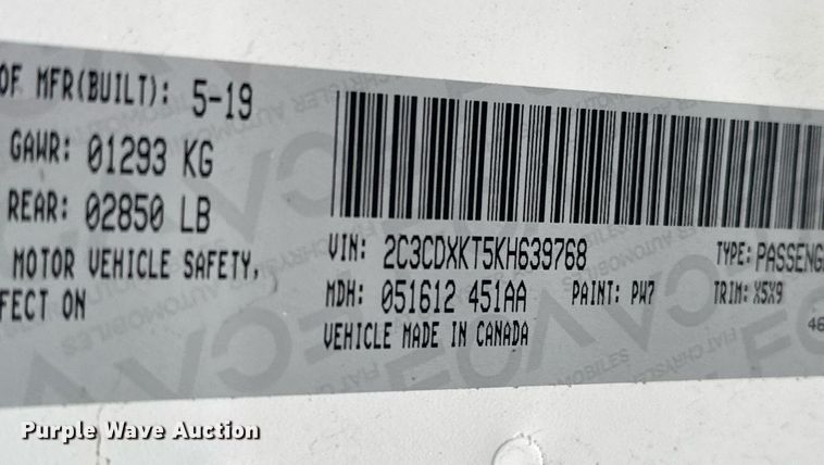 image for item NN9561 2019 Dodge Charger Police 