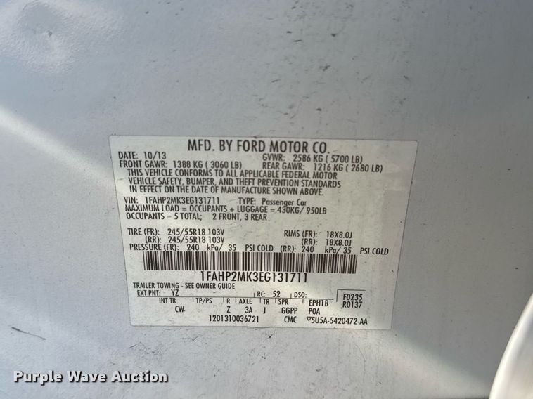 image for item NO9533 2014 Ford Taurus Police Interceptor