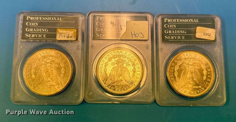 image for item NO9575 (3) 1881 silver dollar coins 