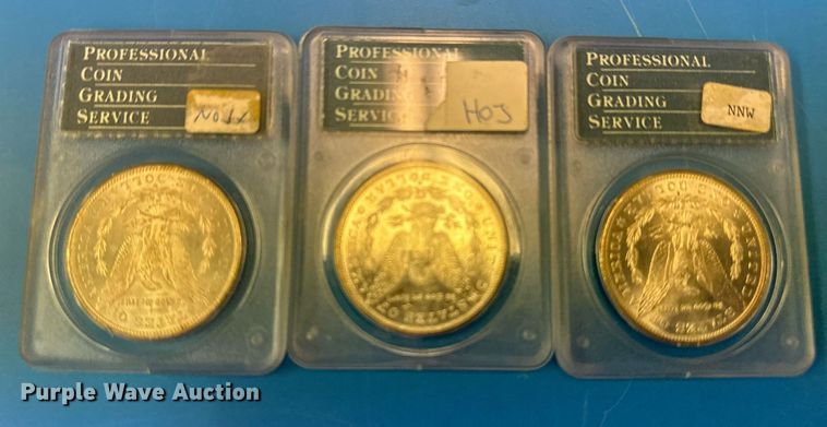 image for item NO9575 (3) 1881 silver dollar coins 