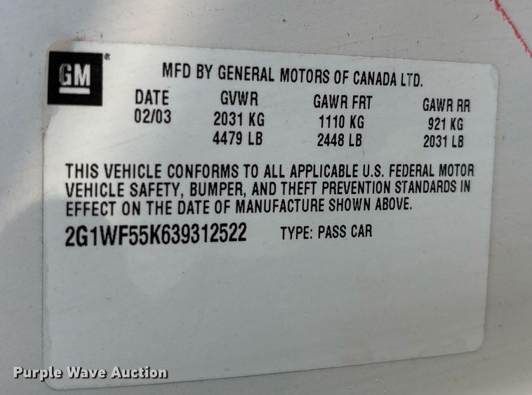 image for item NO9644 2003 Chevrolet Impala 