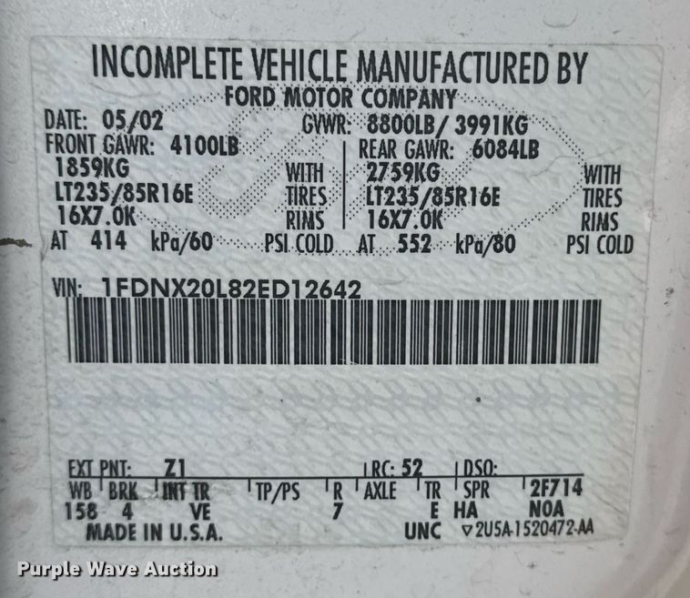 image for item NO9658 2002 Ford F250 Super Duty SuperCab utility bed pickup truck