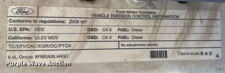 image for item NO9660 2008 Ford F250 Super Duty utility bed pickup truck