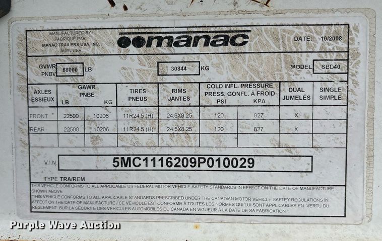 image for item OK9549 2009 CPS SBD40 bottom dump trailer
