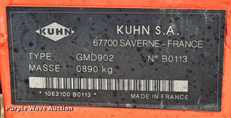 image for item DO0304 Kuhn GMD902 disc mower