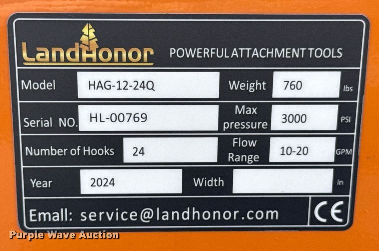 image for item DO0319 2024 LandHonor HAG-12-24Q skid steer hay accumulator grabber