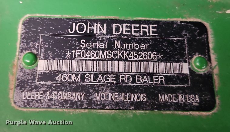 image for item EI8801 2019 John Deere 460M round baler
