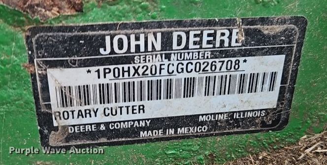 image for item EI8803 2016 John Deere HX20 batwing rotary mower