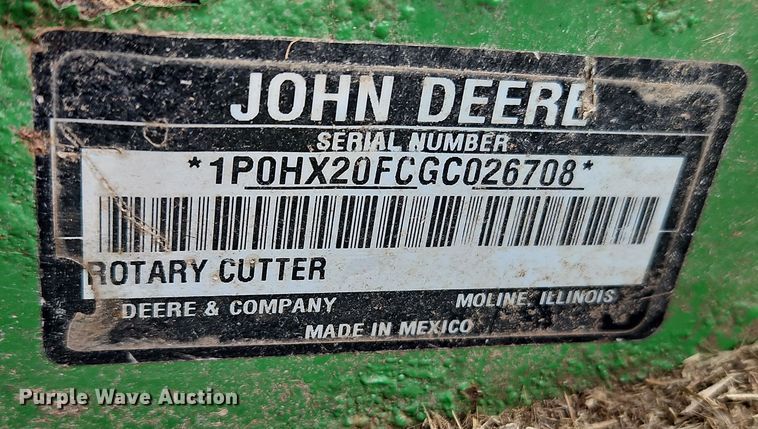image for item EI8803 2016 John Deere HX20 batwing rotary mower