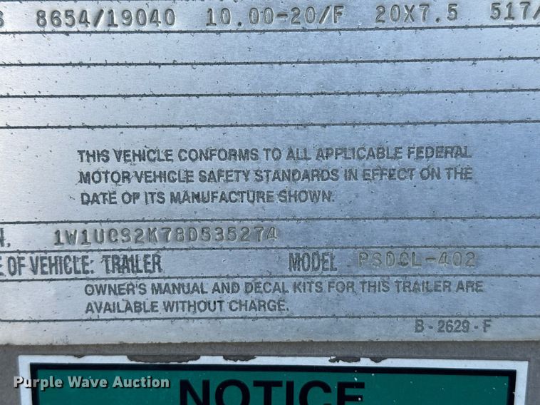 image for item NN9543 2008 Wilson PSDCL 402 livestock trailer