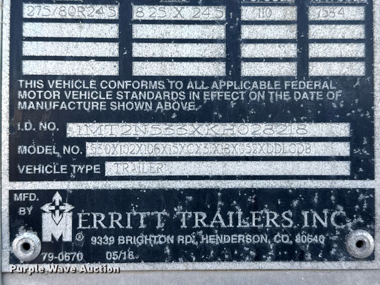 image for item NN9546 2019 Merritt livestock trailer