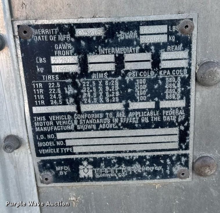 image for item NN9547 2017 Merritt livestock trailer