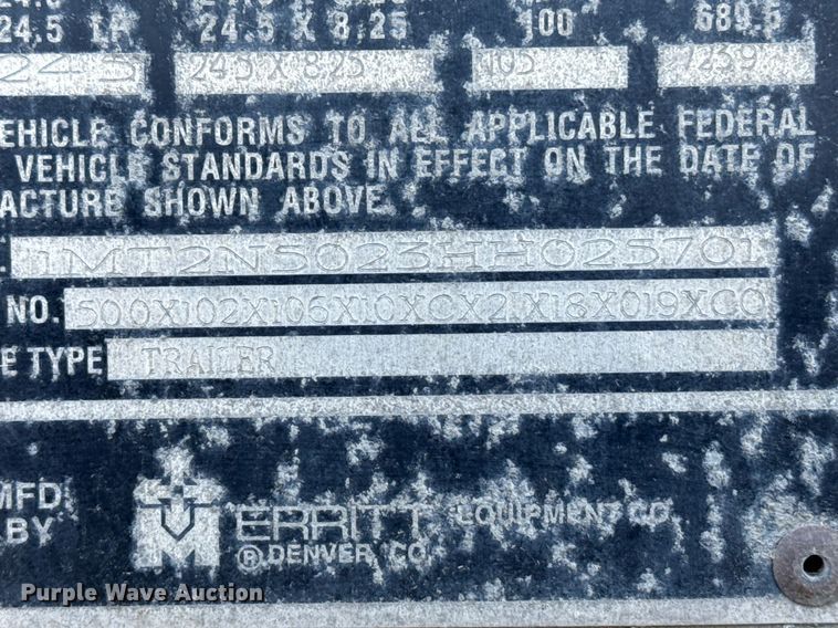 image for item NN9547 2017 Merritt livestock trailer