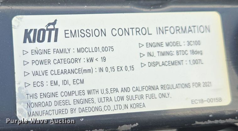 image for item YA0325 2021 Kioti Mechron 2200 utility vehicle