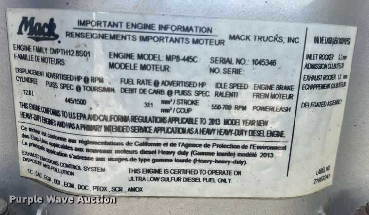 image for item DP6129 2014 Mack CXU613 semi truck