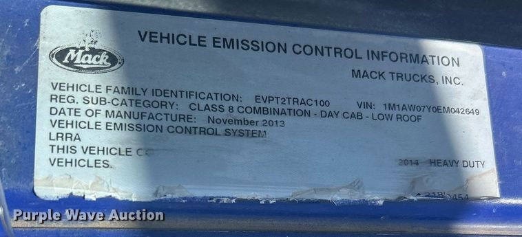 image for item DP6129 2014 Mack CXU613 semi truck