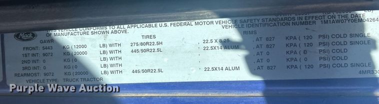 image for item DP6129 2014 Mack CXU613 semi truck