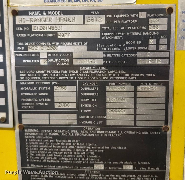 image for item DT0522 2012 Freightliner M2 bucket truck