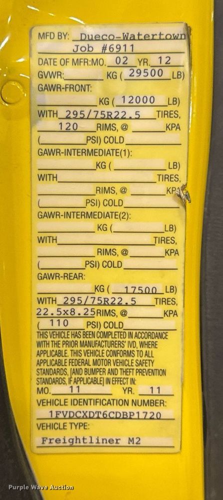 image for item DT0522 2012 Freightliner M2 bucket truck