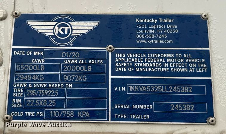 image for item DT2234 2020 Kentucky Trailer  dry van trailer