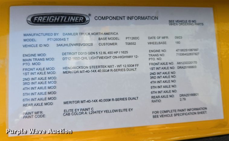 image for item DT5494 2024 Freightliner Cascadia 126 semi truck