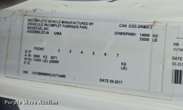 image for item EC3457 2018 International 4300 utility / service truck