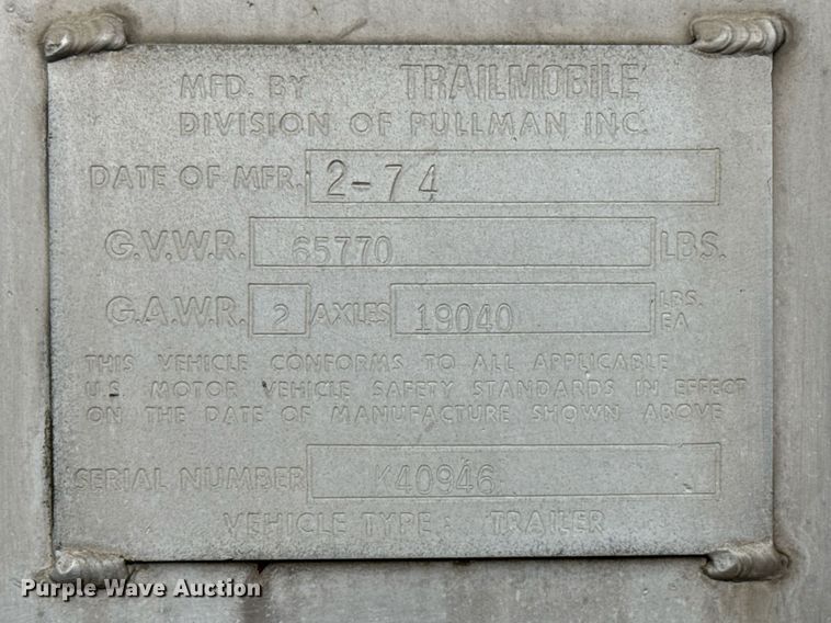 image for item ED5499 1974 Trailmobile F14S4CC1 tank trailer