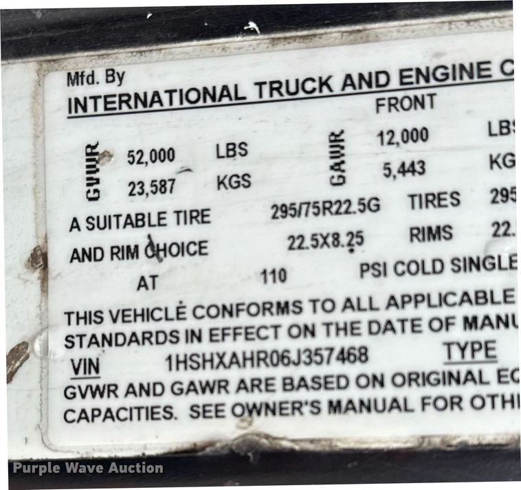 image for item ED5501 2006 International 8600 semi truck