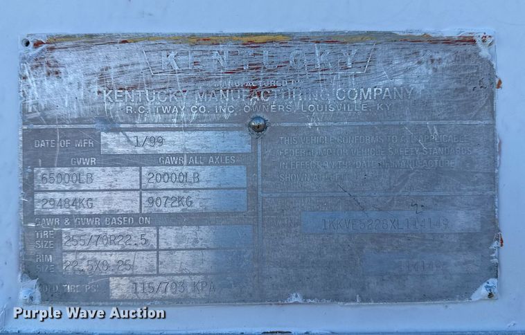 image for item EG2482 1999 Kentucky Trailers dry van trailer