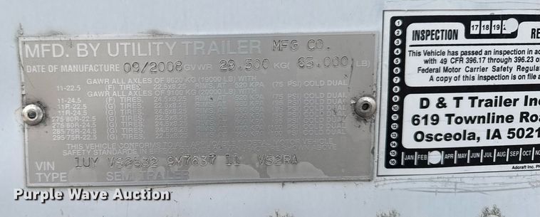 image for item EG7165 2009 Utility trailer 3000R refrigerated van trailer