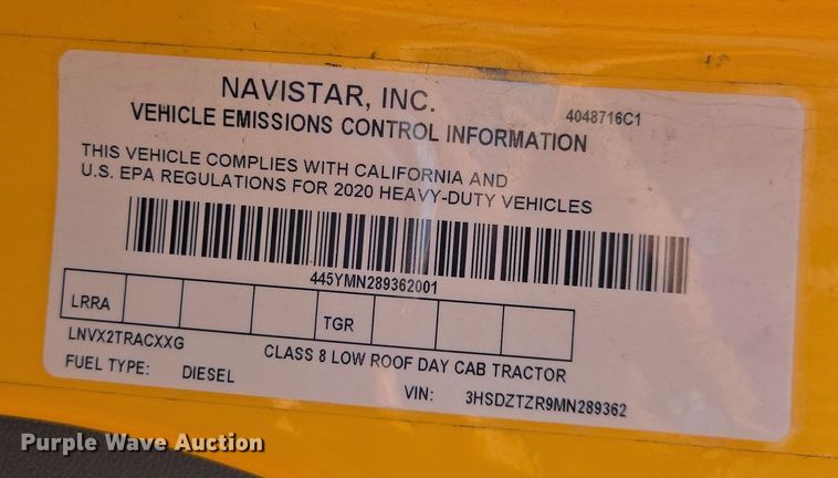 image for item EI4131 2021 International LT625 semi truck