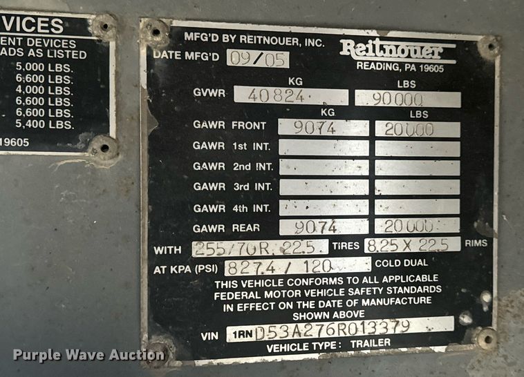 image for item EN5106 2006 Reitnouer DropMizer drop deck equipment trailer