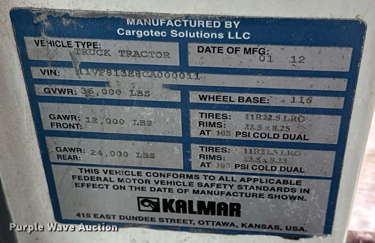 image for item EN5108 2012 Kalmar 4X2 yard truck