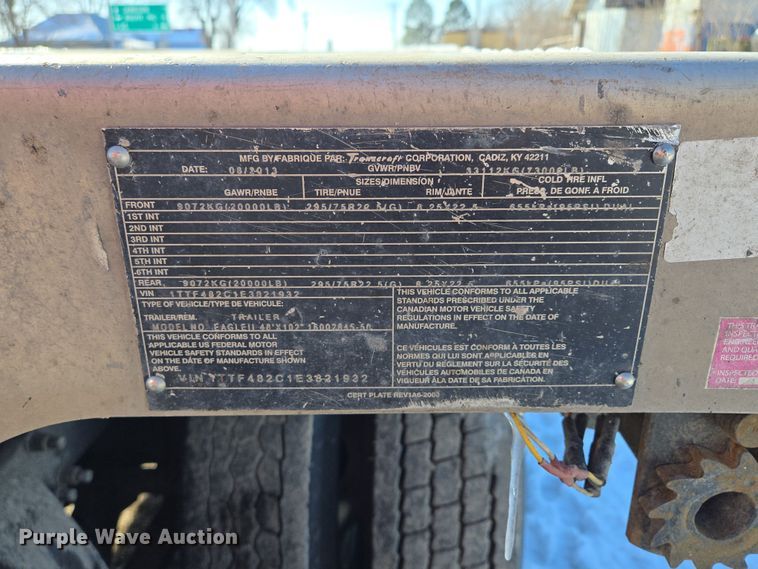 image for item EQ6550 2014 Transcraft Eagle II flatbed trailer